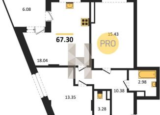 Продаю 2-комнатную квартиру, 67.3 м2, Воронеж, Электросигнальная улица, 9Ак1