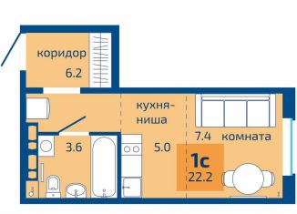 Продаю 1-комнатную квартиру, 22.2 м2, Пермь