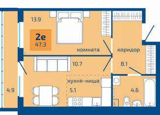 Продаю 2-ком. квартиру, 47.3 м2, Пермь