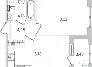 Продажа однокомнатной квартиры, 38.6 м2, Пушкин