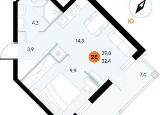 Продаю однокомнатную квартиру, 39.5 м2, поселок городского типа Заозерное, улица Аллея Дружбы, 10А
