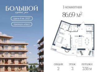 Продается 1-ком. квартира, 86.7 м2, Челябинск