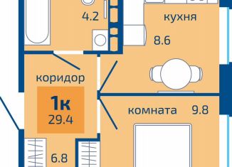 Однокомнатная квартира на продажу, 29.4 м2, Пермь