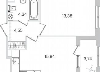 Продается однокомнатная квартира, 40.1 м2, Пушкин
