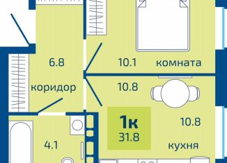 Продам 1-ком. квартиру, 31.8 м2, Пермь