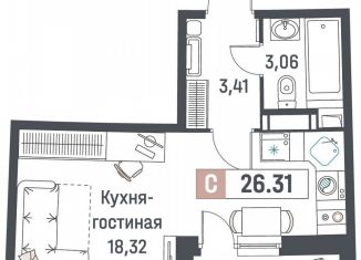 Квартира на продажу студия, 26.3 м2, Мурино, ЖК Авиатор, проспект Авиаторов Балтики, 29к2