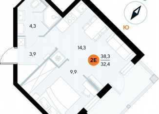 Продается однокомнатная квартира, 37.7 м2, поселок городского типа Заозерное, улица Аллея Дружбы, 10А