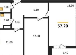 Продается двухкомнатная квартира, 57.2 м2, Воронеж, Ленинградская улица, 17