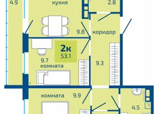 Продам 2-ком. квартиру, 53.1 м2, Пермь