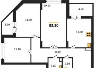 Продается 3-ком. квартира, 83.3 м2, Воронеж, Краснознамённая улица, 57/5