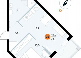 Продажа 1-комнатной квартиры, 43.8 м2, поселок городского типа Заозерное, улица Аллея Дружбы, 10А