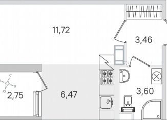 Квартира на продажу студия, 26.6 м2, Пушкин