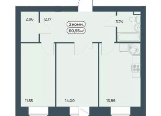 Продается двухкомнатная квартира, 60.6 м2, Красноярский край, улица Светлова, 13