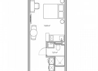 1-комнатная квартира на продажу, 17.9 м2, Санкт-Петербург, муниципальный округ Волковское