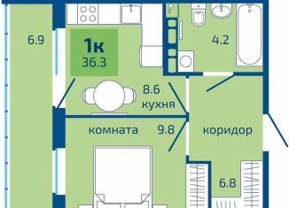 Продам 1-комнатную квартиру, 36.3 м2, Пермь