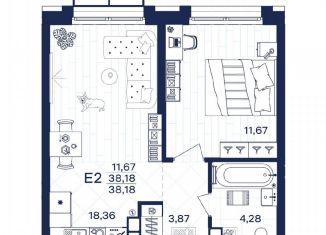 Продам 1-ком. квартиру, 38.2 м2, Тула