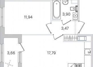 Продам 1-комнатную квартиру, 38.9 м2, Пушкин
