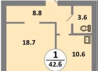 Продается 1-ком. квартира, 42.6 м2, Красноярский край, Соколовская улица, 54