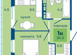 Продаю 1-комнатную квартиру, 34.3 м2, Пермь