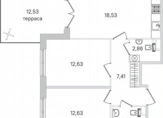 Продается 2-комнатная квартира, 61.8 м2, Пушкин