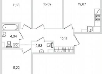 Продажа 3-ком. квартиры, 76.1 м2, Пушкин
