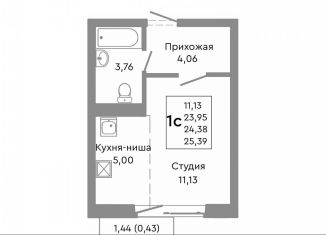 Продается 1-комнатная квартира, 24.4 м2, Челябинск