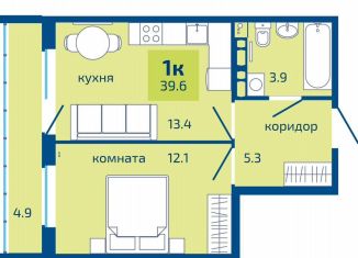 Продам однокомнатную квартиру, 39.6 м2, Пермь