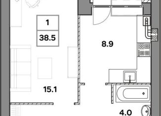 Продам однокомнатную квартиру, 38.5 м2, Ярославль, улица Шевелюха, 128