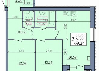 Продается 2-ком. квартира, 69.2 м2, Рыбное