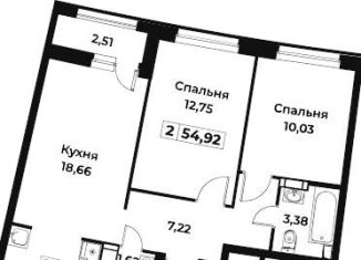 Продажа двухкомнатной квартиры, 54.2 м2, Мурино, ЖК Авиатор, проспект Авиаторов Балтики, 29к2