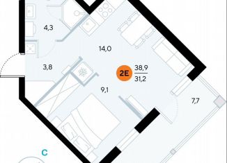 Продам 1-комнатную квартиру, 38.6 м2, поселок городского типа Заозерное, улица Аллея Дружбы, 10А