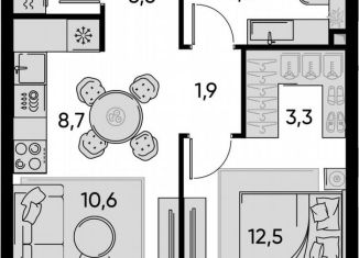 Однокомнатная квартира на продажу, 52.7 м2, Москва, Полковая улица, 1, Полковая улица