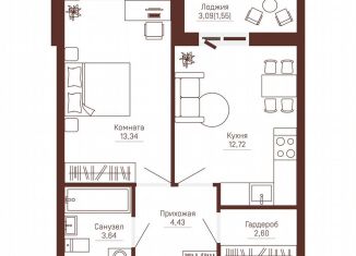 Продается однокомнатная квартира, 38.3 м2, Пермь
