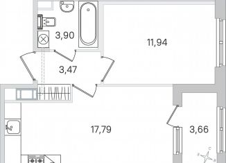 Продается однокомнатная квартира, 38.9 м2, Пушкин