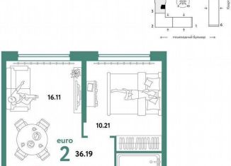 Продается 2-комнатная квартира, 36.2 м2, Тюмень, Харьковская улица, 72А