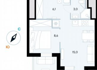Продаю 1-ком. квартиру, 42.2 м2, поселок городского типа Заозерное, улица Аллея Дружбы, 10А