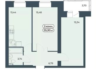 Двухкомнатная квартира на продажу, 55.9 м2, Красноярский край, улица Светлова, 13