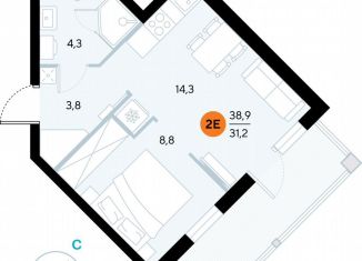 Продается 1-ком. квартира, 38.7 м2, поселок городского типа Заозерное, улица Аллея Дружбы, 10А