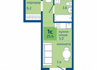 Продам 1-ком. квартиру, 25.6 м2, Пермь