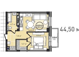 Продам 2-ком. квартиру, 44.5 м2, Челябинск, ЖК Манхэттен
