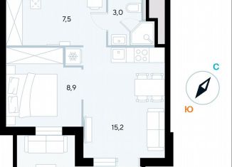Однокомнатная квартира на продажу, 44.5 м2, поселок городского типа Заозерное, улица Аллея Дружбы, 10А