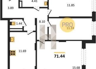 Продам 3-ком. квартиру, 71.4 м2, Воронеж, Покровская улица, 19
