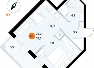Продажа однокомнатной квартиры, 38.1 м2, поселок городского типа Заозерное, улица Аллея Дружбы, 10А