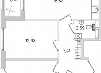 Продам двухкомнатную квартиру, 59.3 м2, Пушкин