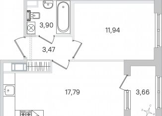 Продажа 1-комнатной квартиры, 38.9 м2, Пушкин