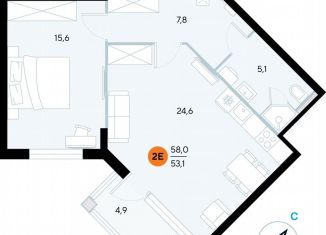 Продается 1-комнатная квартира, 57.3 м2, поселок городского типа Заозерное, улица Аллея Дружбы, 10А