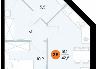 Продам 1-комнатную квартиру, 50.2 м2, поселок городского типа Заозерное, улица Аллея Дружбы, 10А