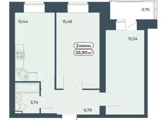 Двухкомнатная квартира на продажу, 55.9 м2, Красноярский край, улица Светлова, 13