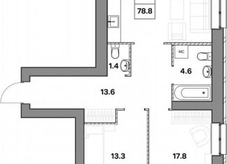 Продается двухкомнатная квартира, 78.8 м2, Ярославль, улица Шевелюха, 128