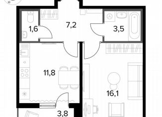 Продам 1-ком. квартиру, 42.1 м2, деревня Сапроново, ЖК 1-й Донской, 2
